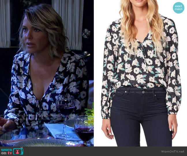 Paige Lili Long Sleeve Floral Blouse worn by Nicole Walker (Arianne Zucker) on Days of our Lives