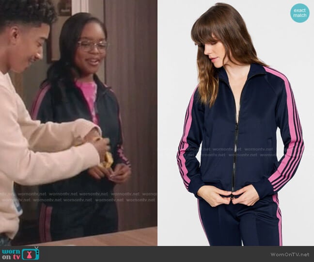 Pam & Gela Track Jacket with Skinny Stripes worn by Diane Johnson (Marsai Martin) on Black-ish