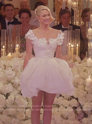 Paris’s mini wedding dress on Paris in Love