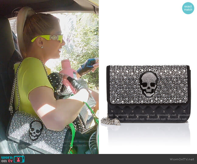 Philipp Plein Rich Skull Shoulder Bag worn by Paris Hilton on Paris in Love