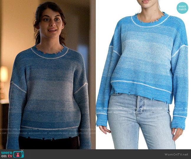 Pistola Eva Stripe Distressed Sweater worn by Samantha Fink (Sofia Black-D'Elia) on Single Drunk Female