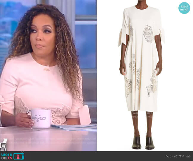 Proenza Schouler Guipure lace and matte-satin midi dress worn by Sunny Hostin on The View