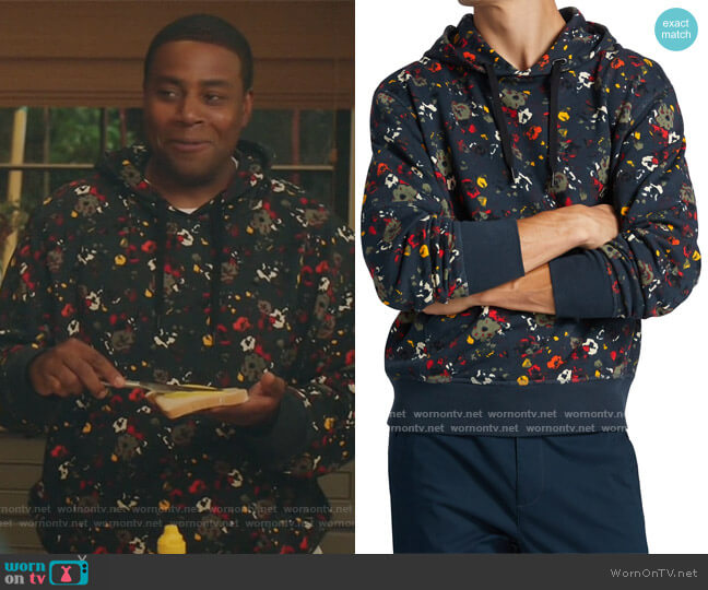 Rag and Bone City Floral Print Hoodie Sweatshirt worn by Kenan Williams (Kenan Thompson) on Kenan