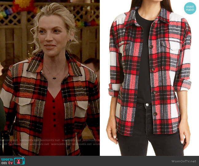 Rails Turner Shirt in Ivory Crimson Jet worn by Sylvie Brett (Kara Killmer) on Chicago Fire