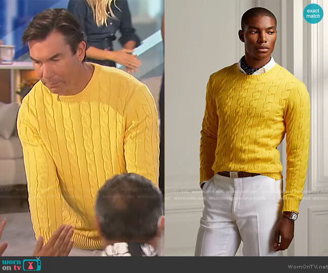 Ralph Lauren Cable-Knit Cashmere Sweater worn by Jerry O'Connell on The Talk