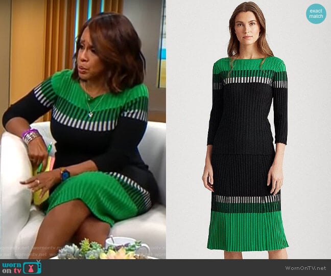 Ralph Lauren Three Tone Sweater worn by Gayle King on CBS Mornings