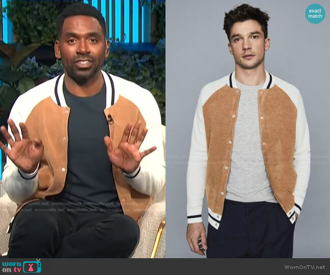 Reiss Towelling Bomber Jacket worn by Justin Sylvester on E! News