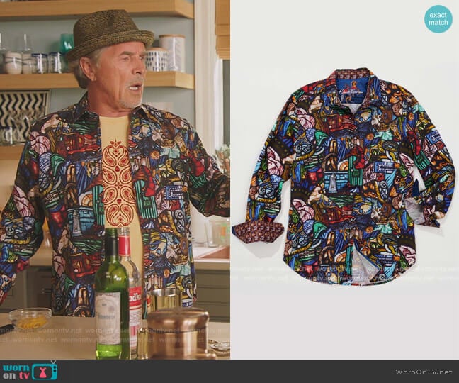 Robert Graham The Basilica Stained Glass Sport Shirt in Multi worn by Rick (Don Johnson) on Kenan