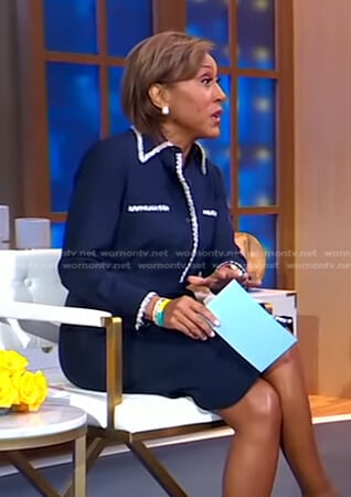 Robin’s blue tweed trim shirtdress on Good Morning America