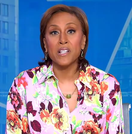 Robin’s pink floral blouse on Good Morning America
