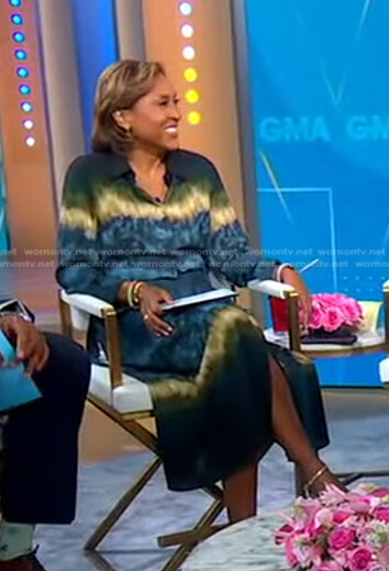 Robin’s tie dye shirtdress on Good Morning America