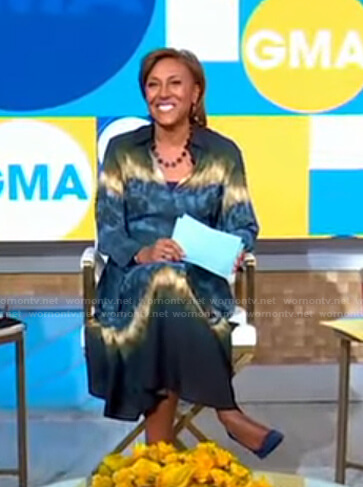 Robin’s tie dye shirtdress on Good Morning America