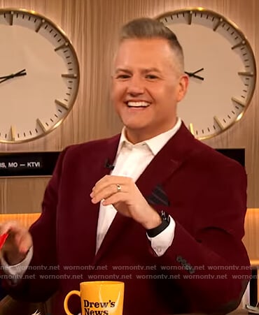 Ross Mathew’s burgundy blazer on The Drew Barrymore Show