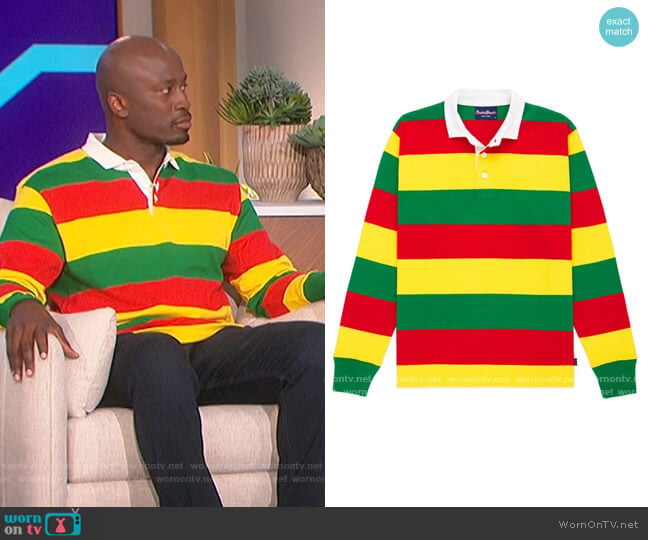 Rowing Blazers Luxurious Heavyweight Rugby worn by Akbar Gbajabiamila on The Talk