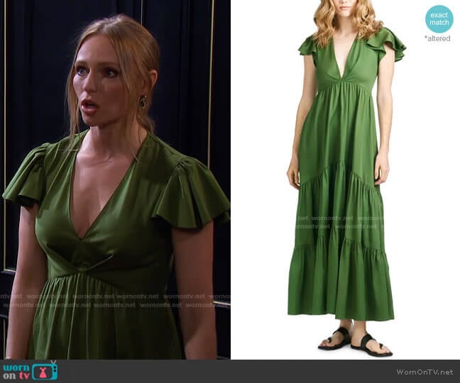 Sachin & Babi Paloma Dress in Fern Green worn by Abigail Deveraux (Marci Miller) on Days of our Lives