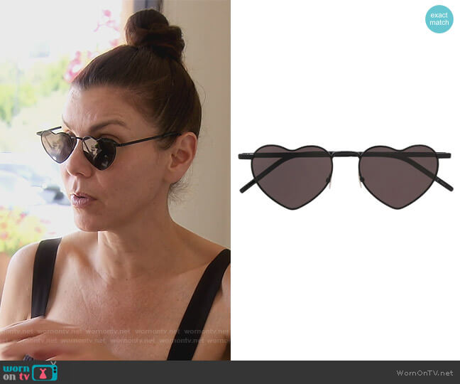 Saint Laurent Heart Frame Sunglasses worn by Heather Dubrow on The Real Housewives of Orange County