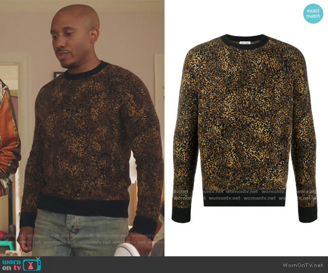 Saint Laurent Leopard Print Sweater worn by Gary Williams (Chris Redd) on Kenan