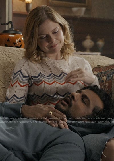 Sam’s chevron striped sweater on Ghosts
