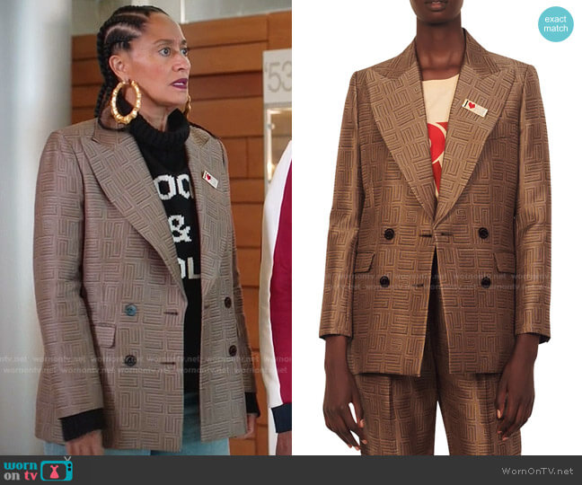 Sandro Floyd Double Breasted Blazer worn by Rainbow Johnson (Tracee Ellis Ross) on Black-ish