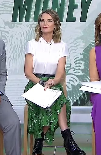 Savannah’s white top and green floral skirt on Today