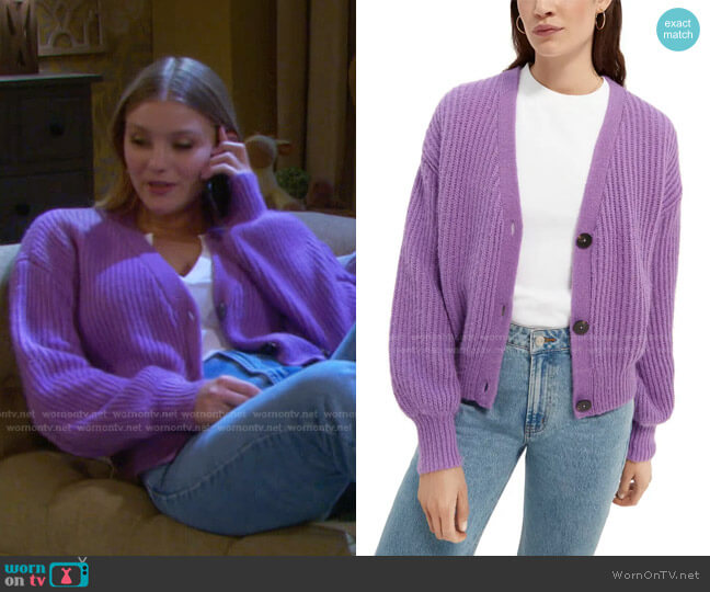 Scotch & Soda Balloon Sleeve Cardigan worn by Alice Caroline Horton (Lindsay Arnold) on Days of our Lives
