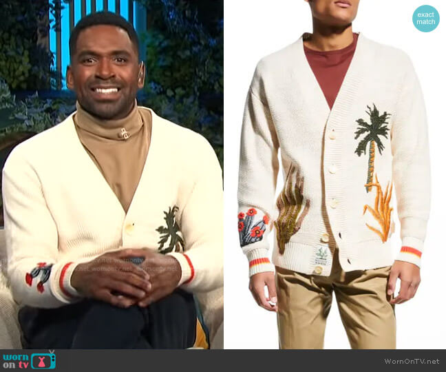 Scotch & Soda Embroidered Cardigan worn by Justin Sylvester on E! News