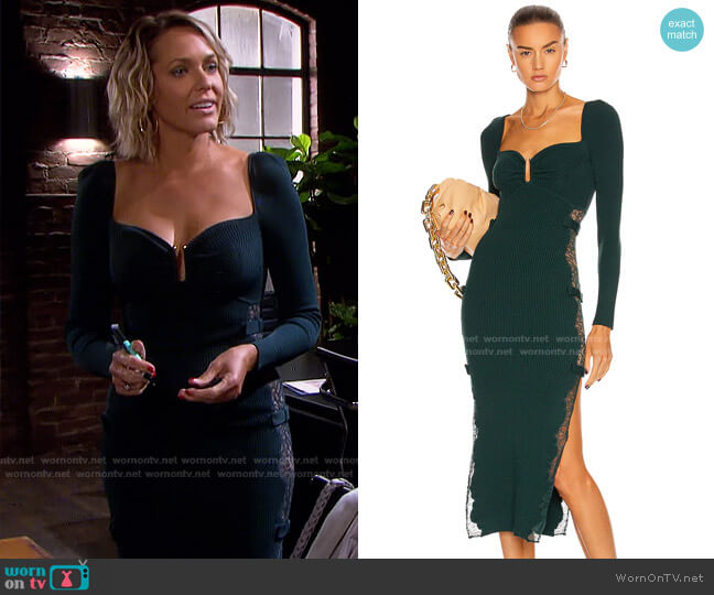 Self Portrait Lace Knit Midi Dress worn by Nicole Walker (Arianne Zucker) on Days of our Lives