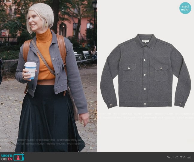 Serino Compact Cotton Knit Jean Jacket worn by Miranda Hobbs (Cynthia Nixon) on And Just Like That