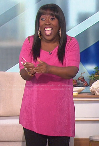 Sheryl’s pink cutout tunic top on The Talk