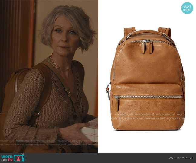 Shinola Runwell Grained Leather Backpack worn by Miranda Hobbs (Cynthia Nixon) on And Just Like That
