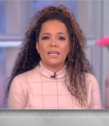 Sunny’s beige windowpane sweater on The View