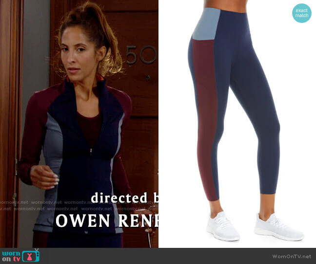Sweaty Betty Power High Waist Pocket 7/8 Leggings in Steel Blue worn by Lily Winters (Christel Khalil) on The Young and the Restless