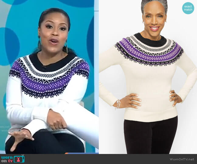 Talbots Joyful Fair Isle Crewneck Sweater worn by Sheinelle Jones on Today