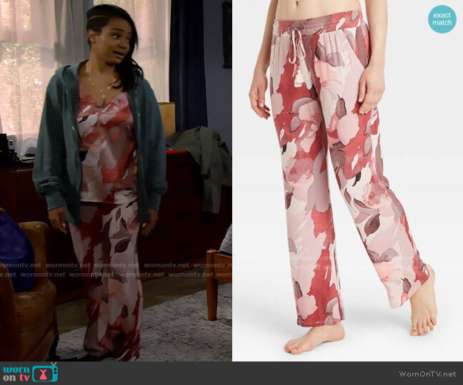 Stars Above Floral Print Beautifully Soft Pajama Pants in Berry Pink worn by Randi (Kyla Pratt) on Call Me Kat