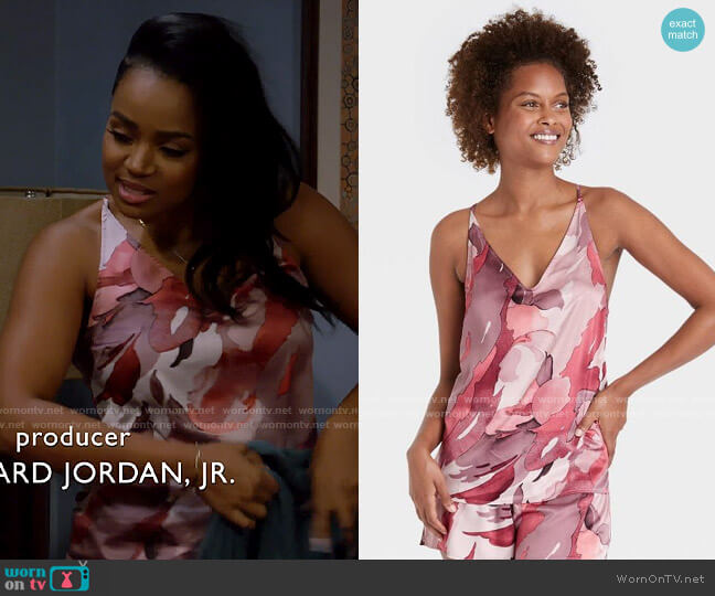 Stars Above Satin Pajama Cami in Rose Pink worn by Randi (Kyla Pratt) on Call Me Kat