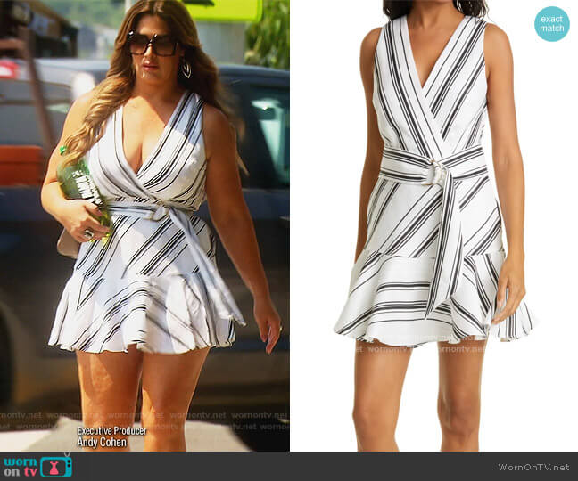 Ted Baker Directional Stripe Linen & Cotton Sleeveless Dress worn by Emily Simpson on The Real Housewives of Orange County