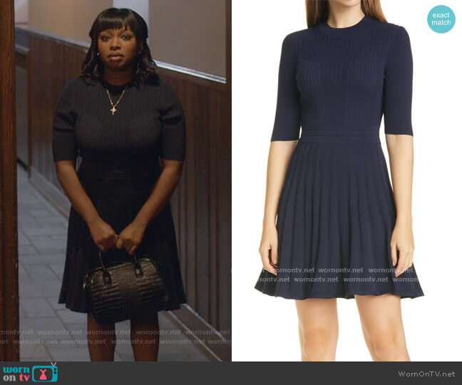 Ted Baker Olivinn Mix Stitch Fit & Flare Sweater Dress worn by Jill (Naturi Naughton) on Queens