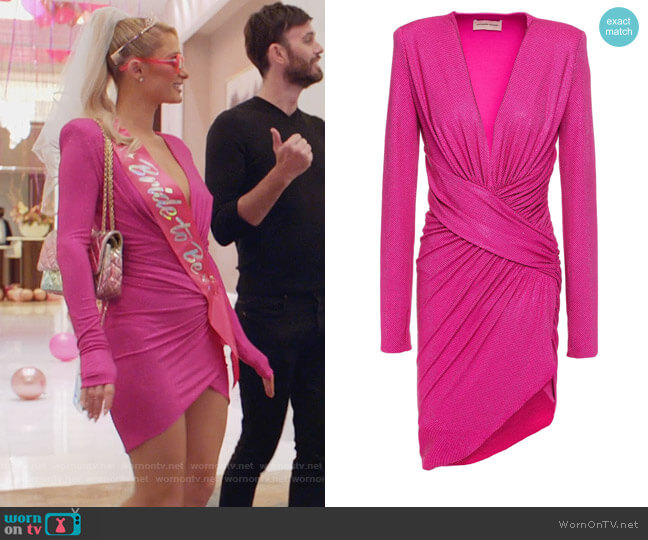 Alexandre Vauthier Crystal Embellished Ruched Jersey Mini Dress worn by Paris Hilton on Paris in Love