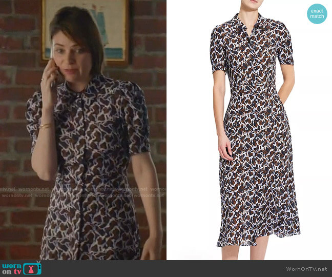 Theory Silk Printed Shirt Dress worn by Taylor Rentzel (MacKenzie Meehan) on Bull