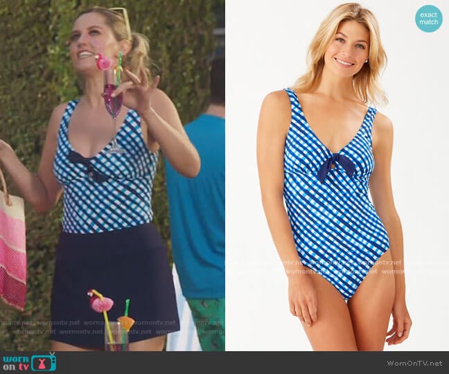 Tommy Bahama Harbour Island Gingham One Piece worn by Tami (Taylor Louderman) on Kenan