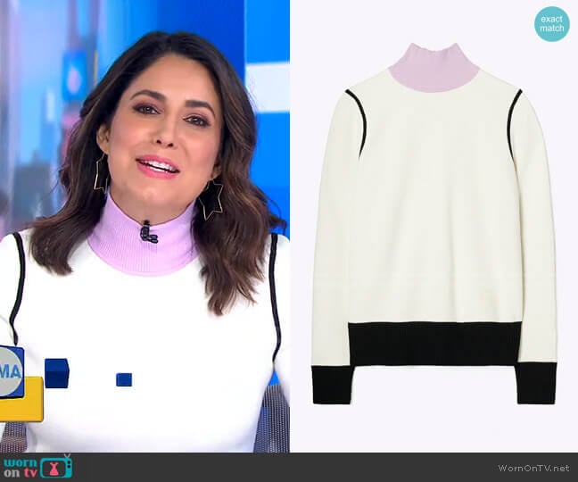 Tory Burch Color-Block Turtleneck worn by Cecilia Vega on Good Morning America