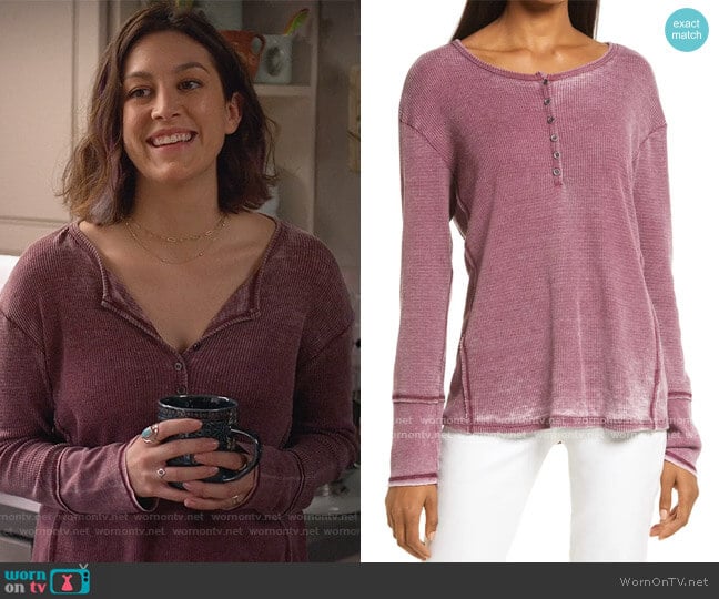 Treasure and Bond Washed Henley worn by Sarah (Caitlin McGee) on Home Economics
