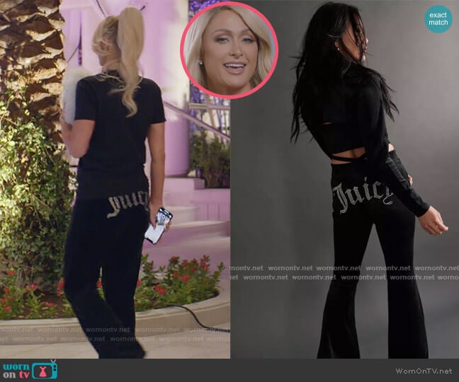Juicy Couture Luxe Strappy Velour Track Pant worn by Paris Hilton on Paris in Love