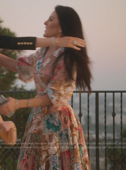 Vanessa’s floral patchwork wrap dress on Selling Sunset