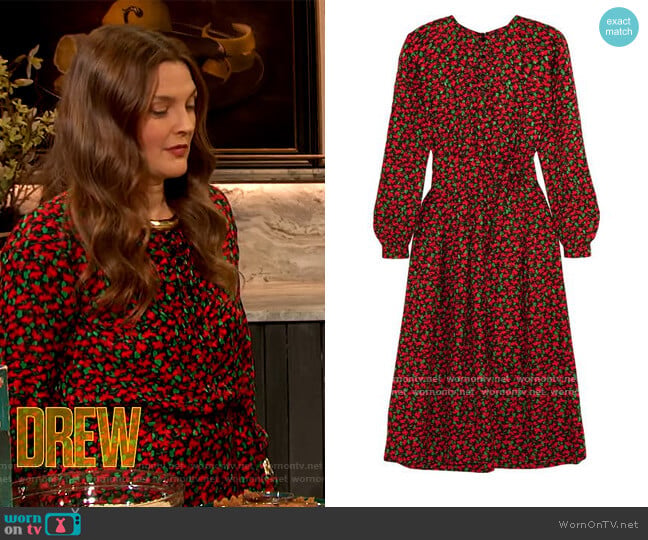 Vanessa Seward Cai Floral Print Dress worn by Drew Barrymore on The Drew Barrymore Show