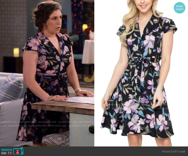 Varga Black Orchid Dress worn by Kat Silver (Mayim Bialik) on Call Me Kat