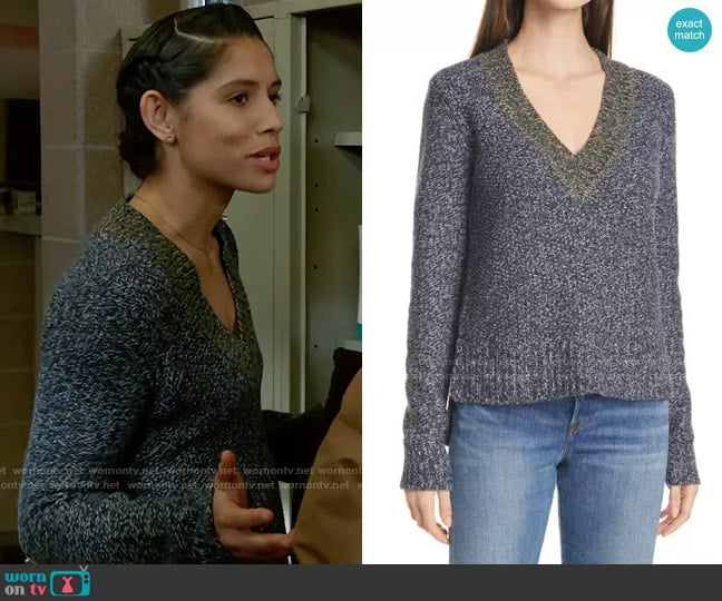 Veronica Beard Dharma Sweater worn by Stella Kidd (Miranda Rae Mayo) on Chicago Fire