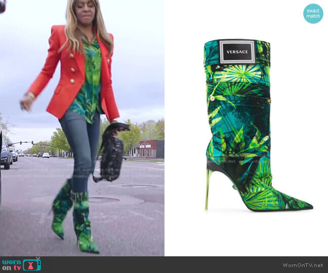 Versace Jungle Print Stiletto Boots worn by Mary Cosby on The Real Housewives of Salt Lake City