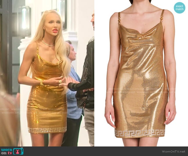 Versace Metal Mesh Mini Cocktail Dress worn by Christine Quinn on Selling Sunset