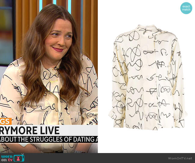 Victoria Beckham Signature Print Silk Blouse